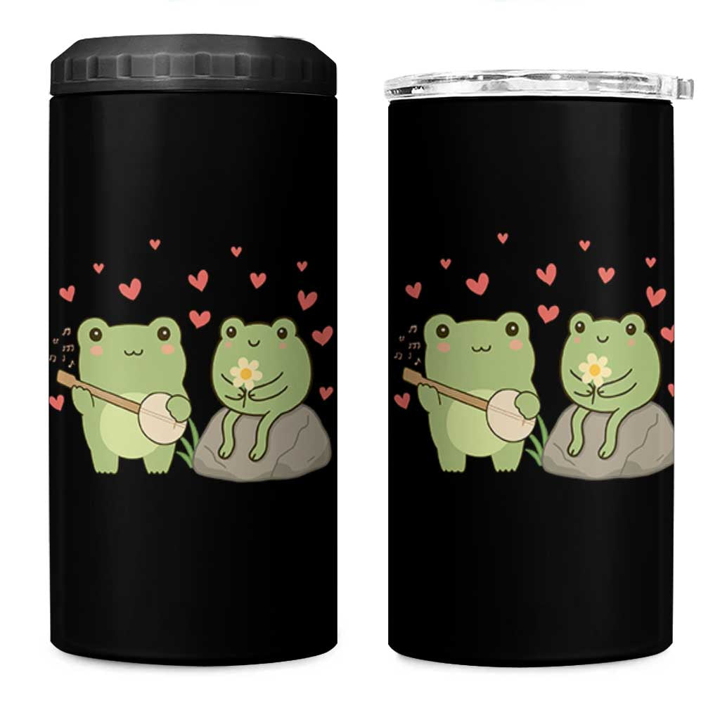 Cute Frog Lover Gift 4 in 1 Can Cooler Tumbler Romantic Frog Music