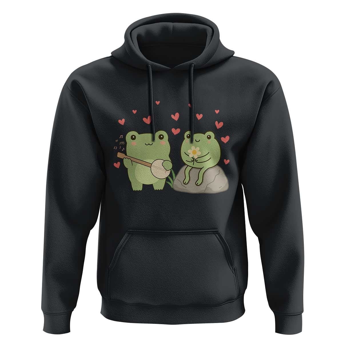 Cute Frog Lover Gift Hoodie Romantic Frog Music - Wonder Print Shop