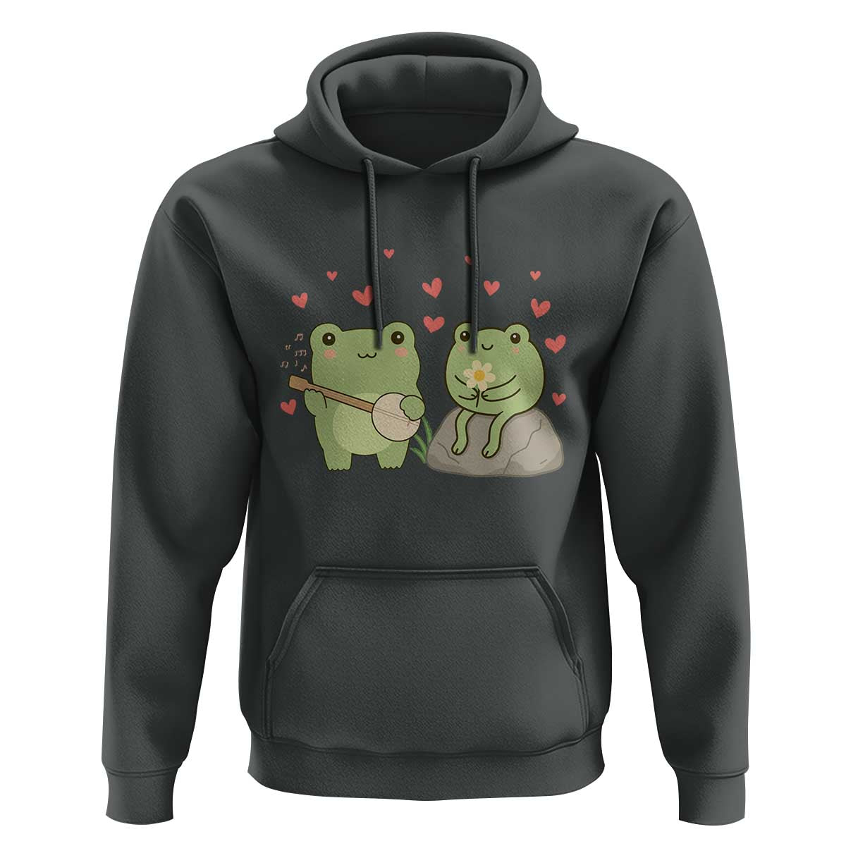 Cute Frog Lover Gift Hoodie Romantic Frog Music - Wonder Print Shop