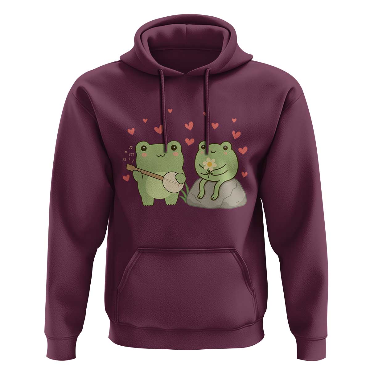 Cute Frog Lover Gift Hoodie Romantic Frog Music - Wonder Print Shop