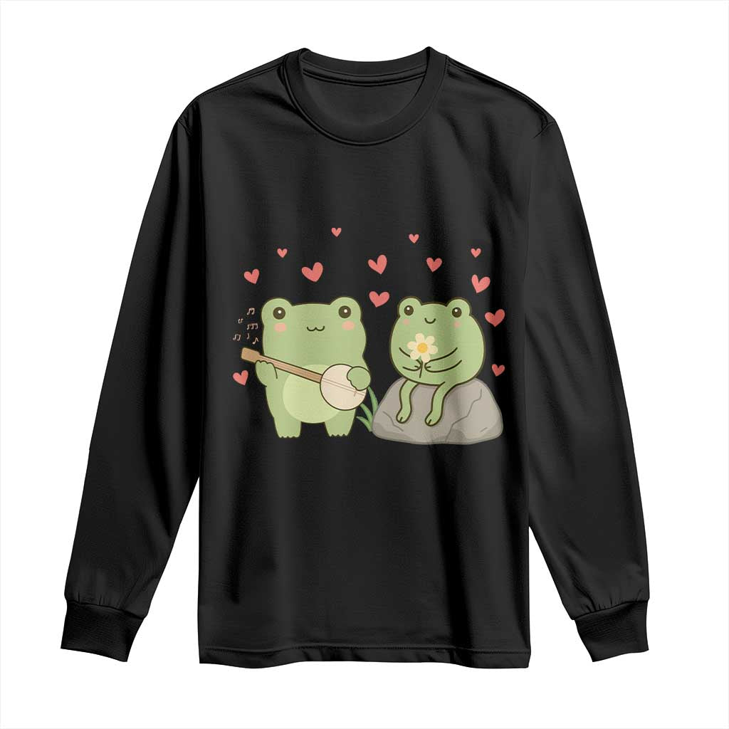 Cute Frog Lover Gift Long Sleeve Shirt Romantic Frog Music - Wonder Print Shop