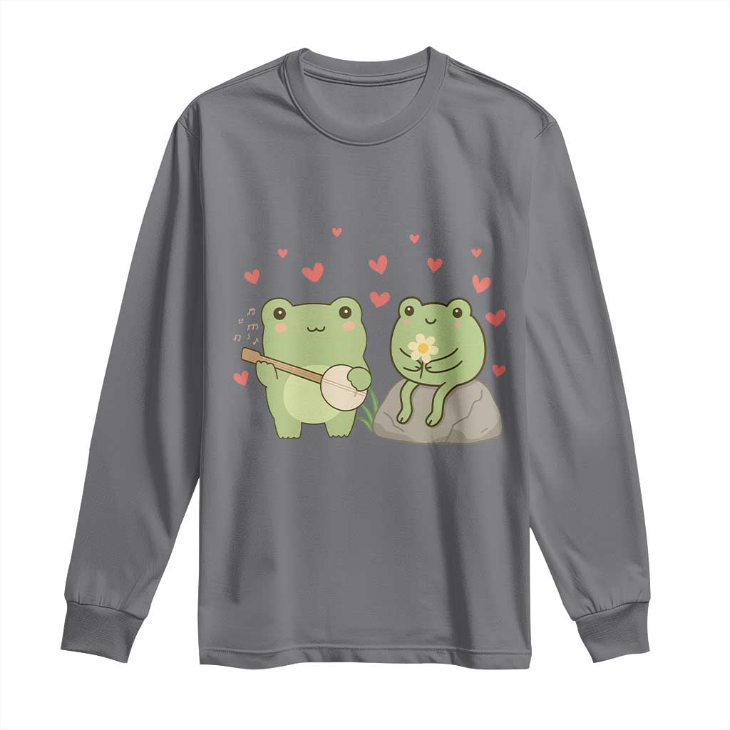 Cute Frog Lover Gift Long Sleeve Shirt Romantic Frog Music - Wonder Print Shop