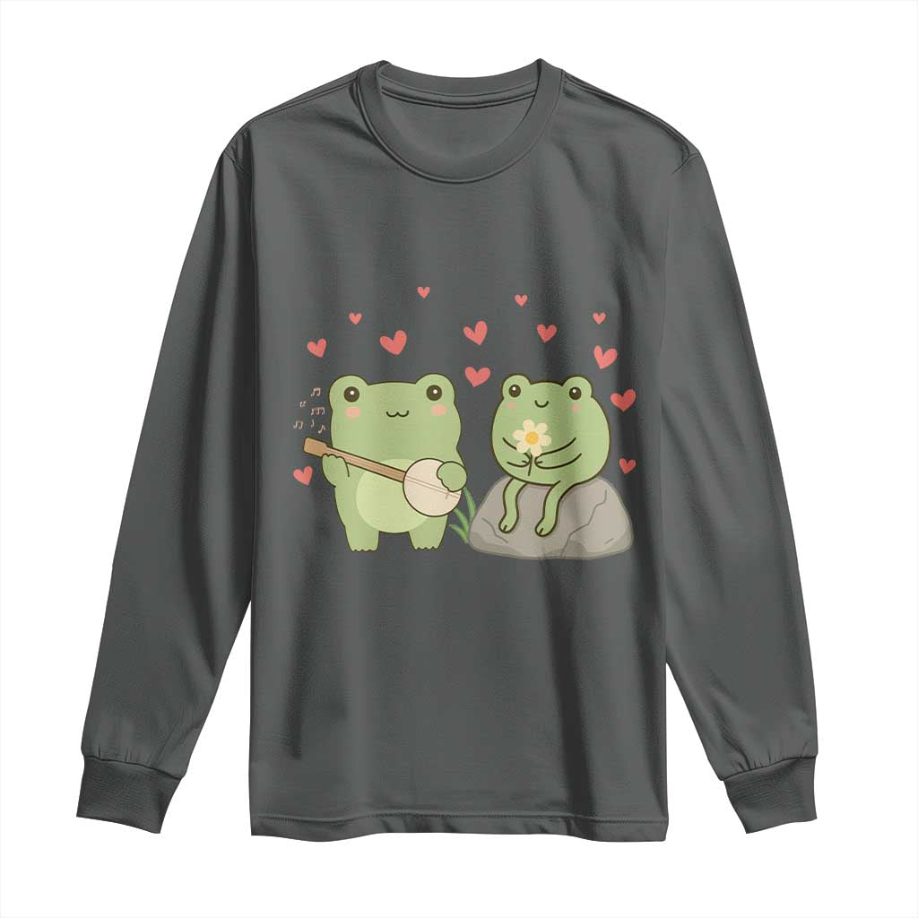 Cute Frog Lover Gift Long Sleeve Shirt Romantic Frog Music - Wonder Print Shop