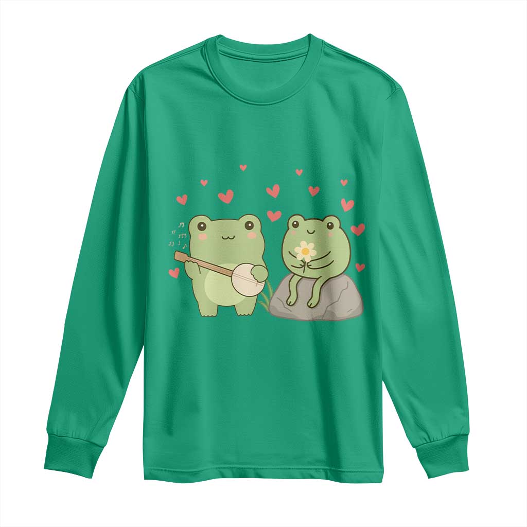 Cute Frog Lover Gift Long Sleeve Shirt Romantic Frog Music - Wonder Print Shop