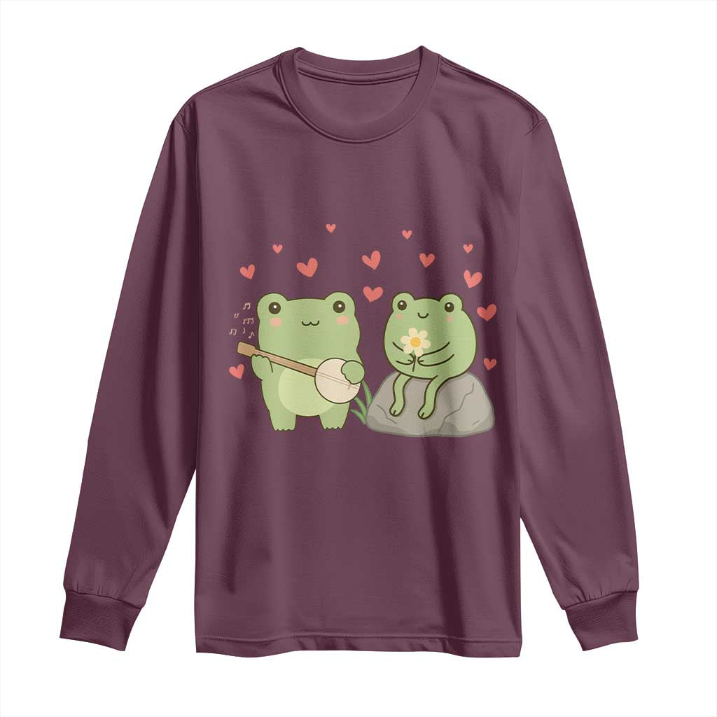 Cute Frog Lover Gift Long Sleeve Shirt Romantic Frog Music - Wonder Print Shop