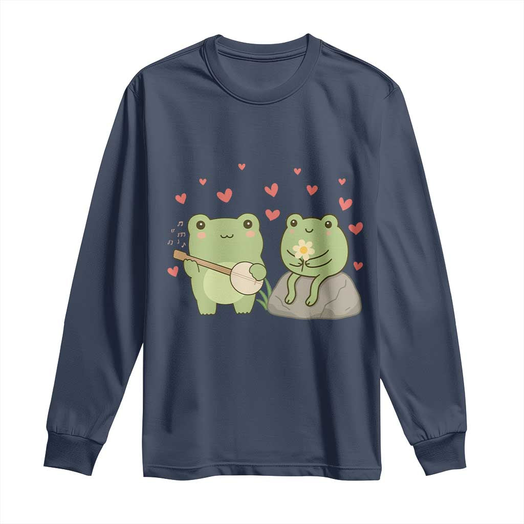 Cute Frog Lover Gift Long Sleeve Shirt Romantic Frog Music - Wonder Print Shop