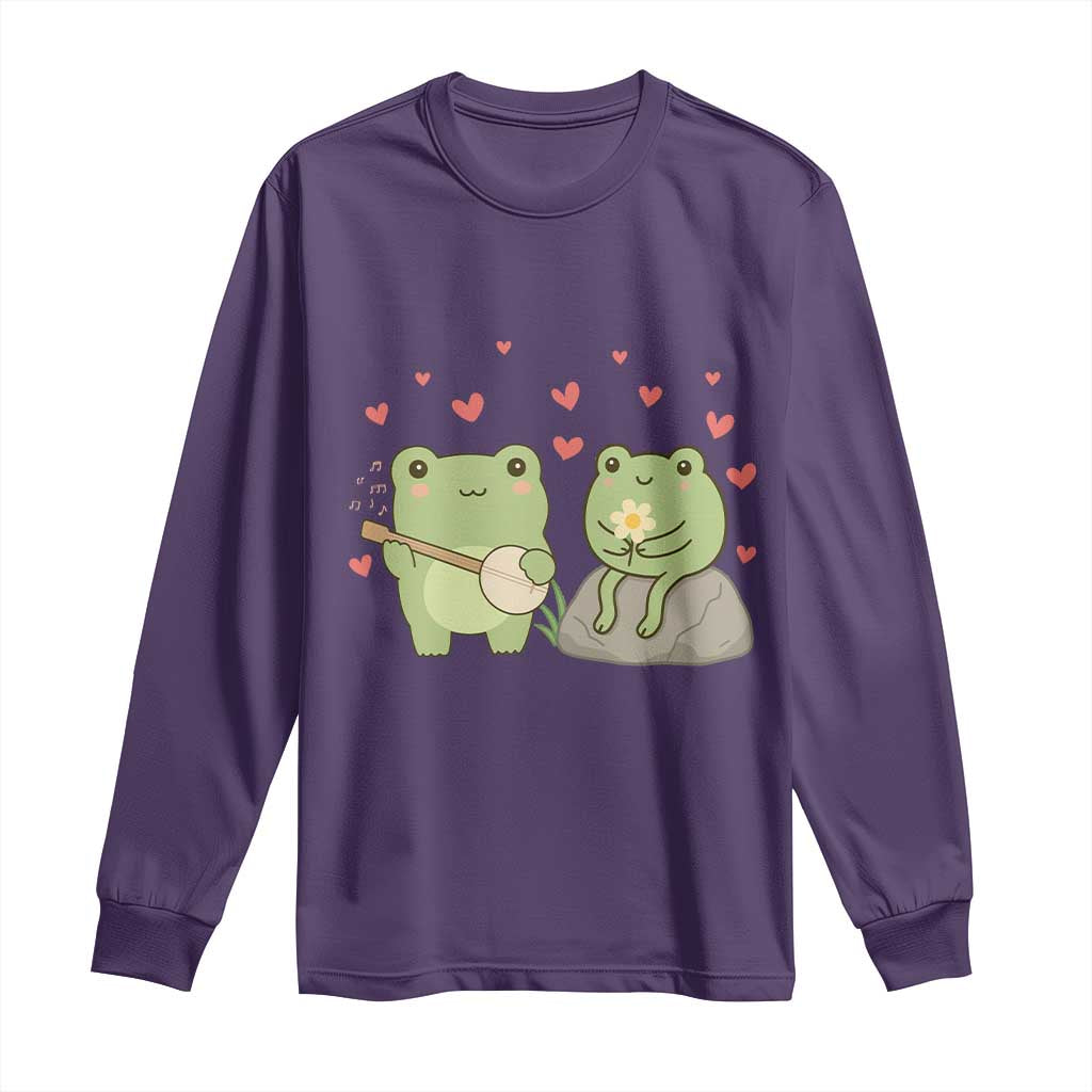Cute Frog Lover Gift Long Sleeve Shirt Romantic Frog Music - Wonder Print Shop