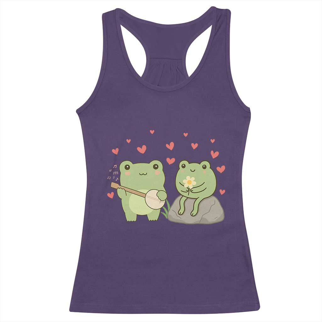 Cute Frog Lover Gift Racerback Tank Top Romantic Frog Music - Wonder Print Shop