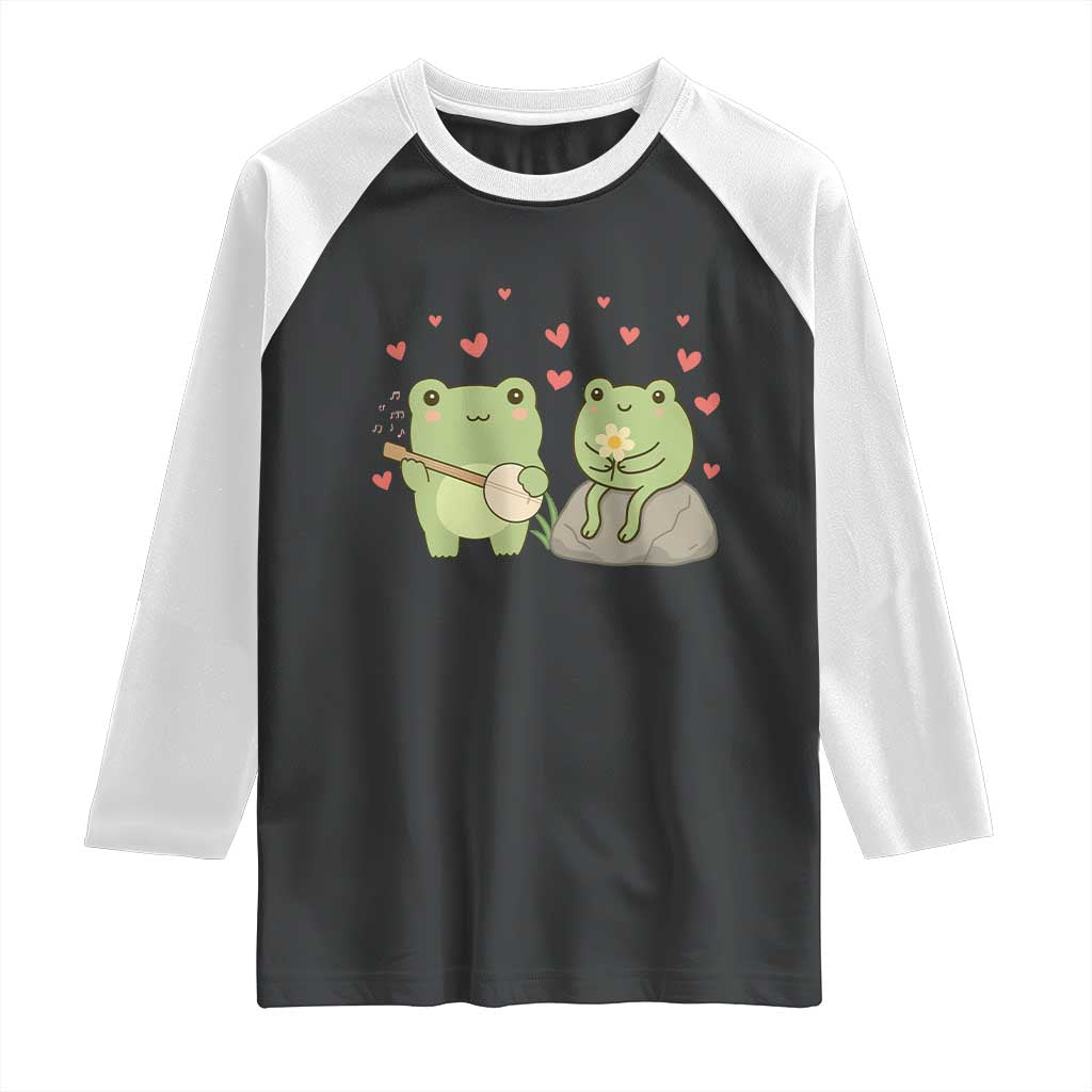 Cute Frog Lover Gift Raglan Shirt Romantic Frog Music - Wonder Print Shop