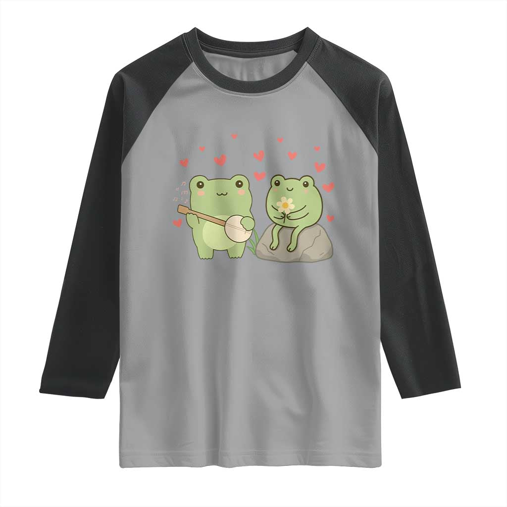 Cute Frog Lover Gift Raglan Shirt Romantic Frog Music - Wonder Print Shop