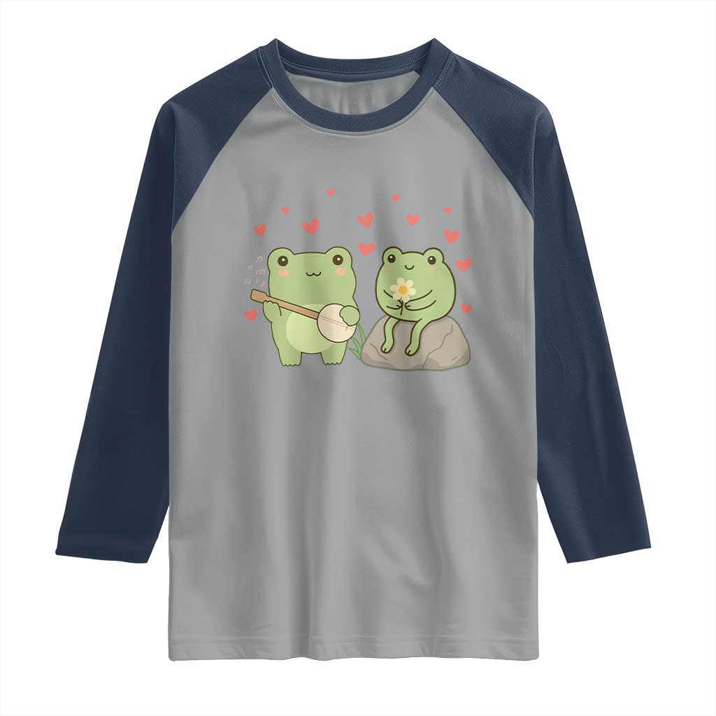 Cute Frog Lover Gift Raglan Shirt Romantic Frog Music - Wonder Print Shop