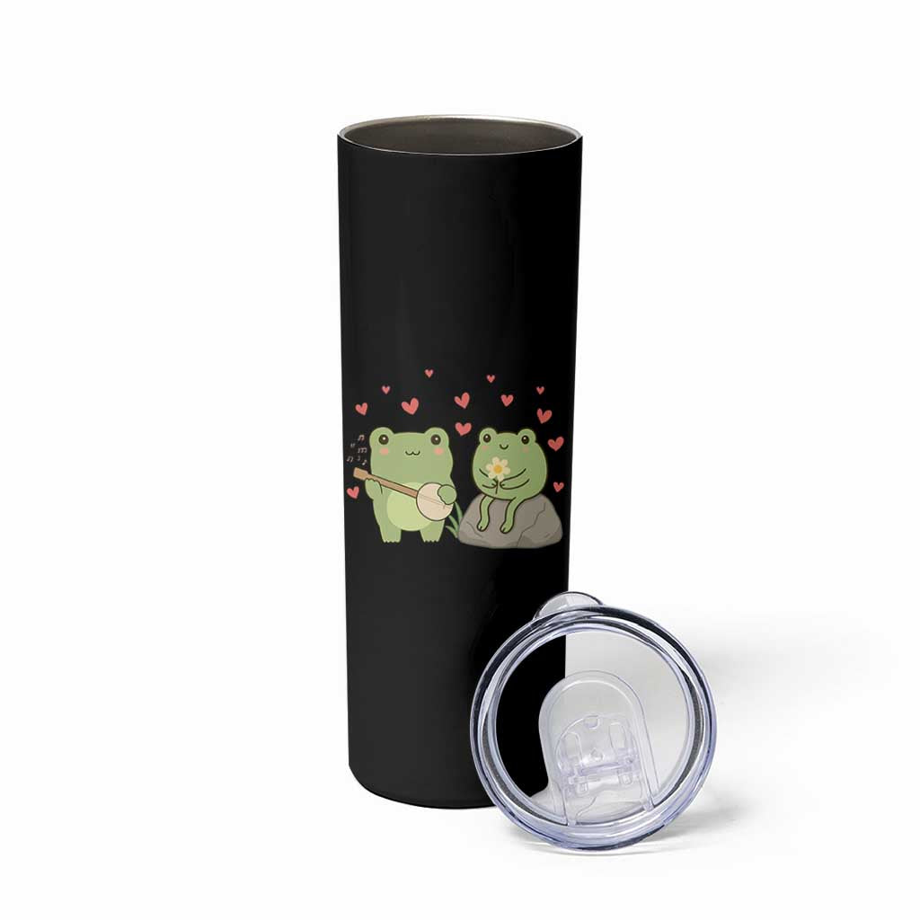 Cute Frog Lover Gift Skinny Tumbler Romantic Frog Music