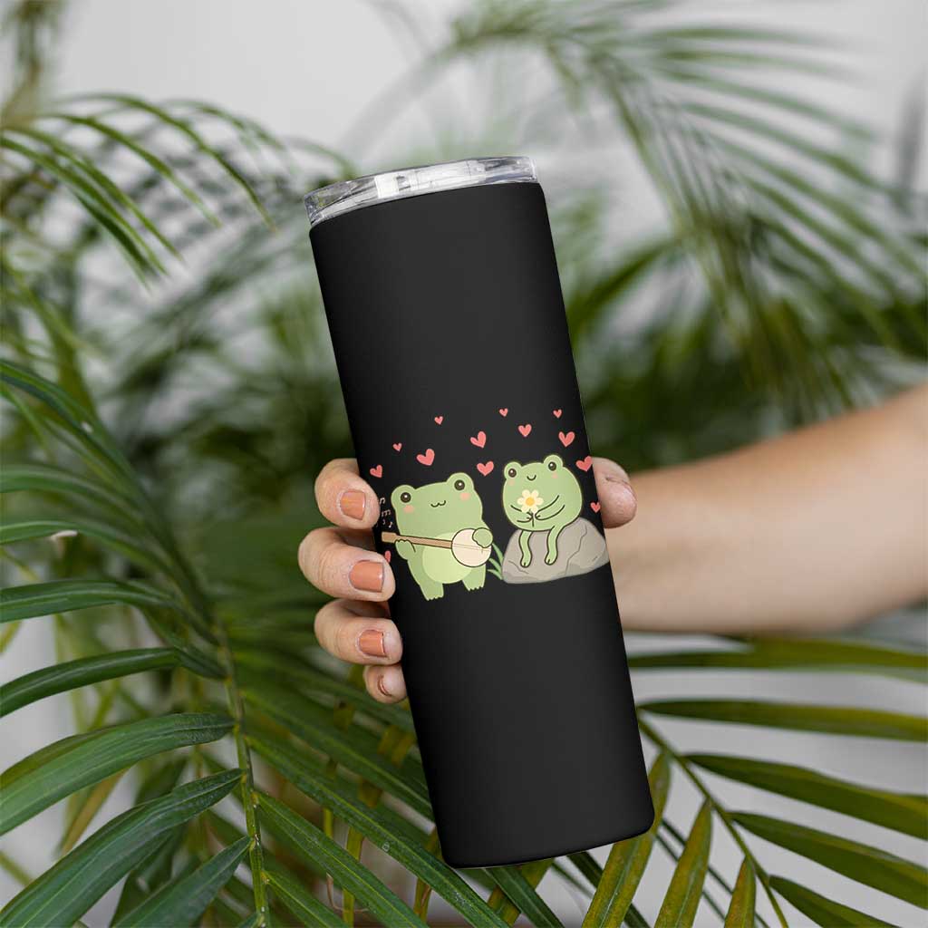 Cute Frog Lover Gift Skinny Tumbler Romantic Frog Music