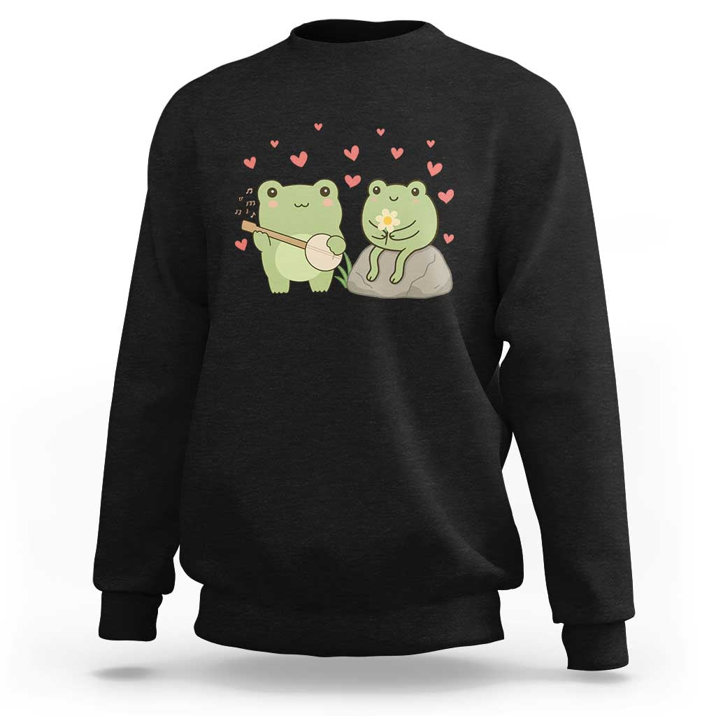 Cute Frog Lover Gift Sweatshirt Romantic Frog Music - Wonder Print Shop