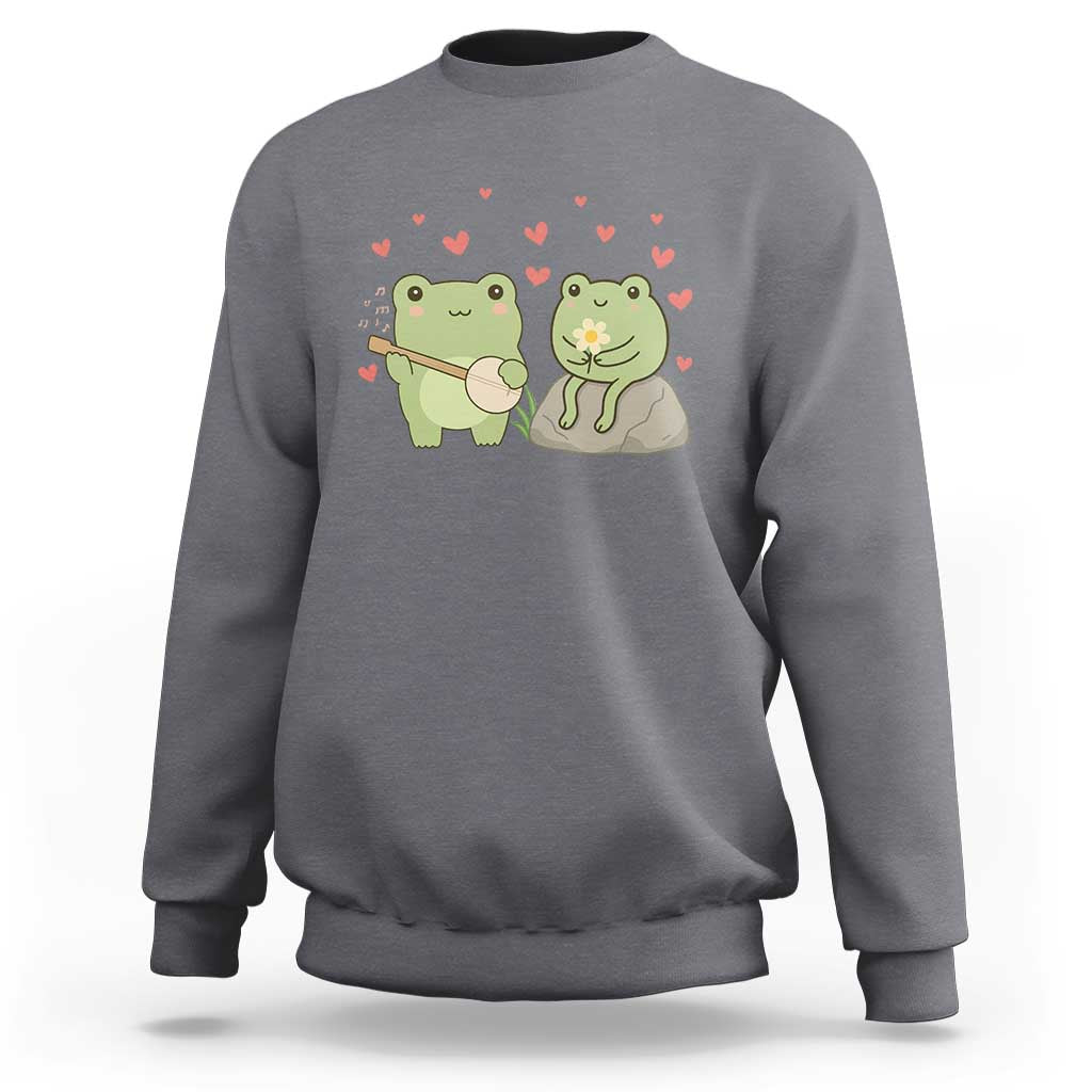 Cute Frog Lover Gift Sweatshirt Romantic Frog Music - Wonder Print Shop