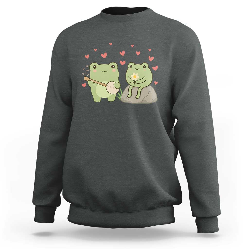 Cute Frog Lover Gift Sweatshirt Romantic Frog Music - Wonder Print Shop