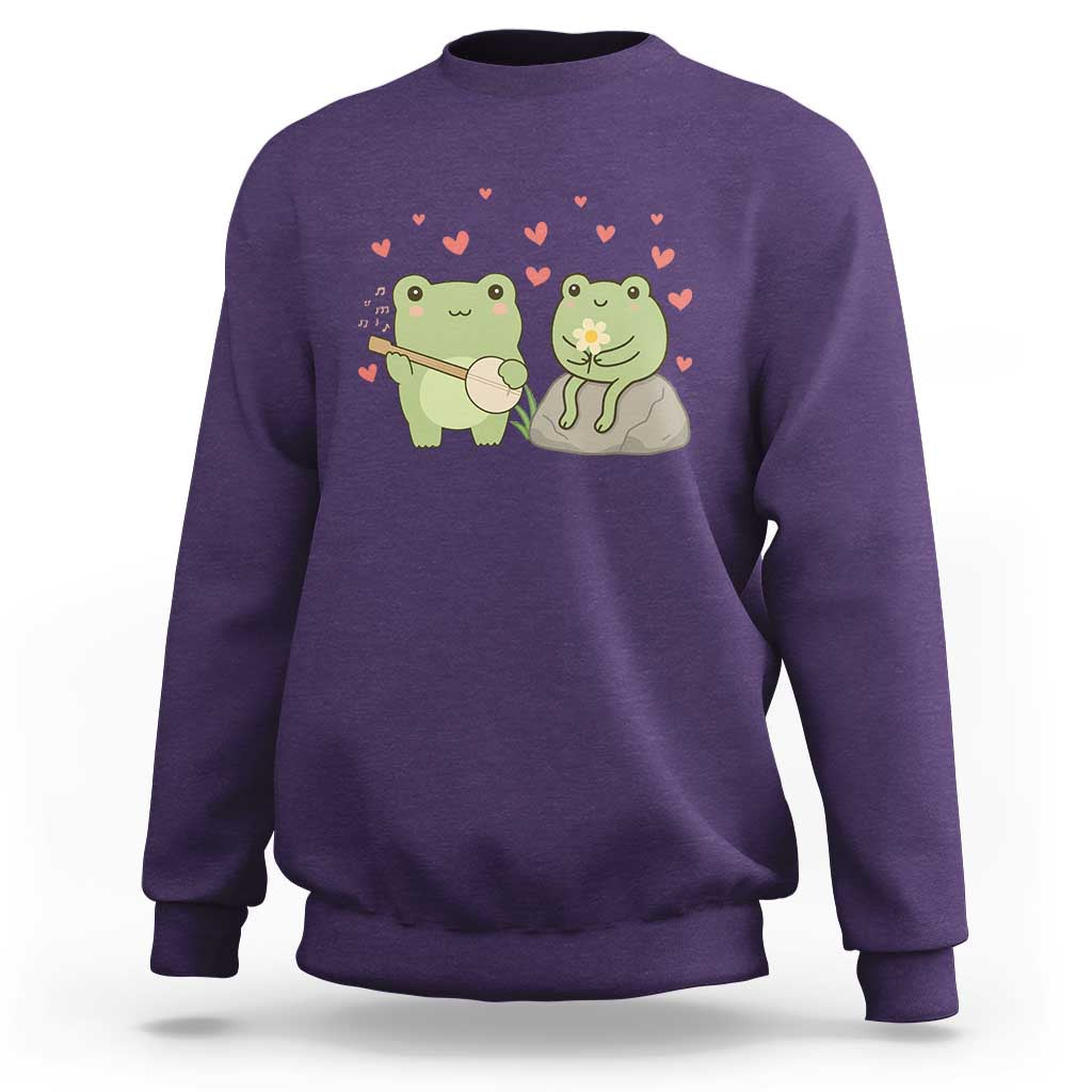 Cute Frog Lover Gift Sweatshirt Romantic Frog Music - Wonder Print Shop