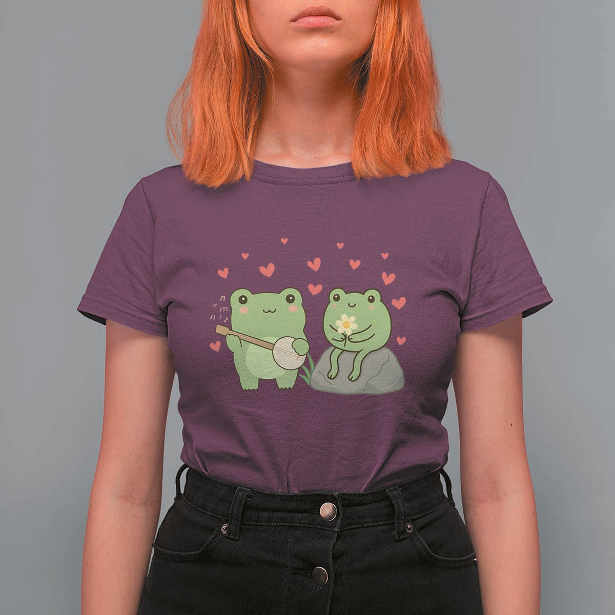 Cute Frog Lover Gift T Shirt For Women Romantic Frog Music - Wonder Print Shop