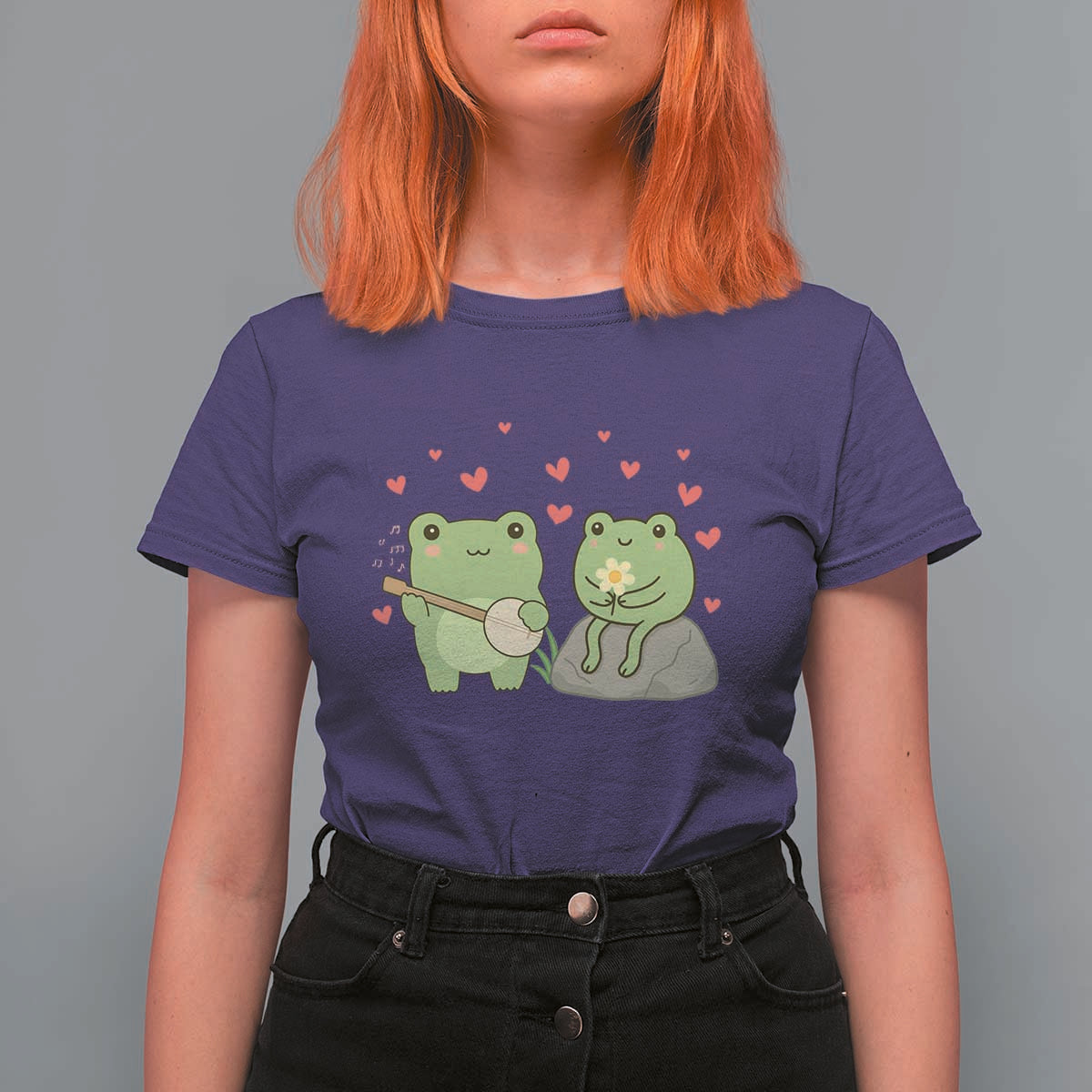 Cute Frog Lover Gift T Shirt For Women Romantic Frog Music - Wonder Print Shop