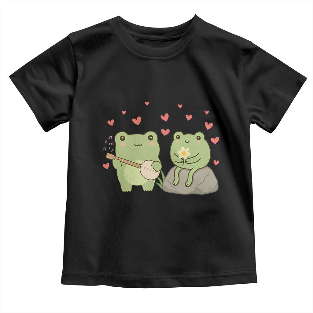 Cute Frog Lover Gift Toddler T Shirt Romantic Frog Music - Wonder Print Shop