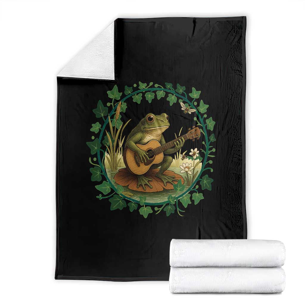 Funny Frog Playing Guitar Throw Blanket Music Lovers Gift - Wonder Print Shop