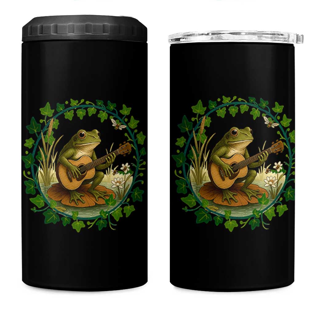 Funny Frog Playing Guitar 4 in 1 Can Cooler Tumbler Music Lovers Gift