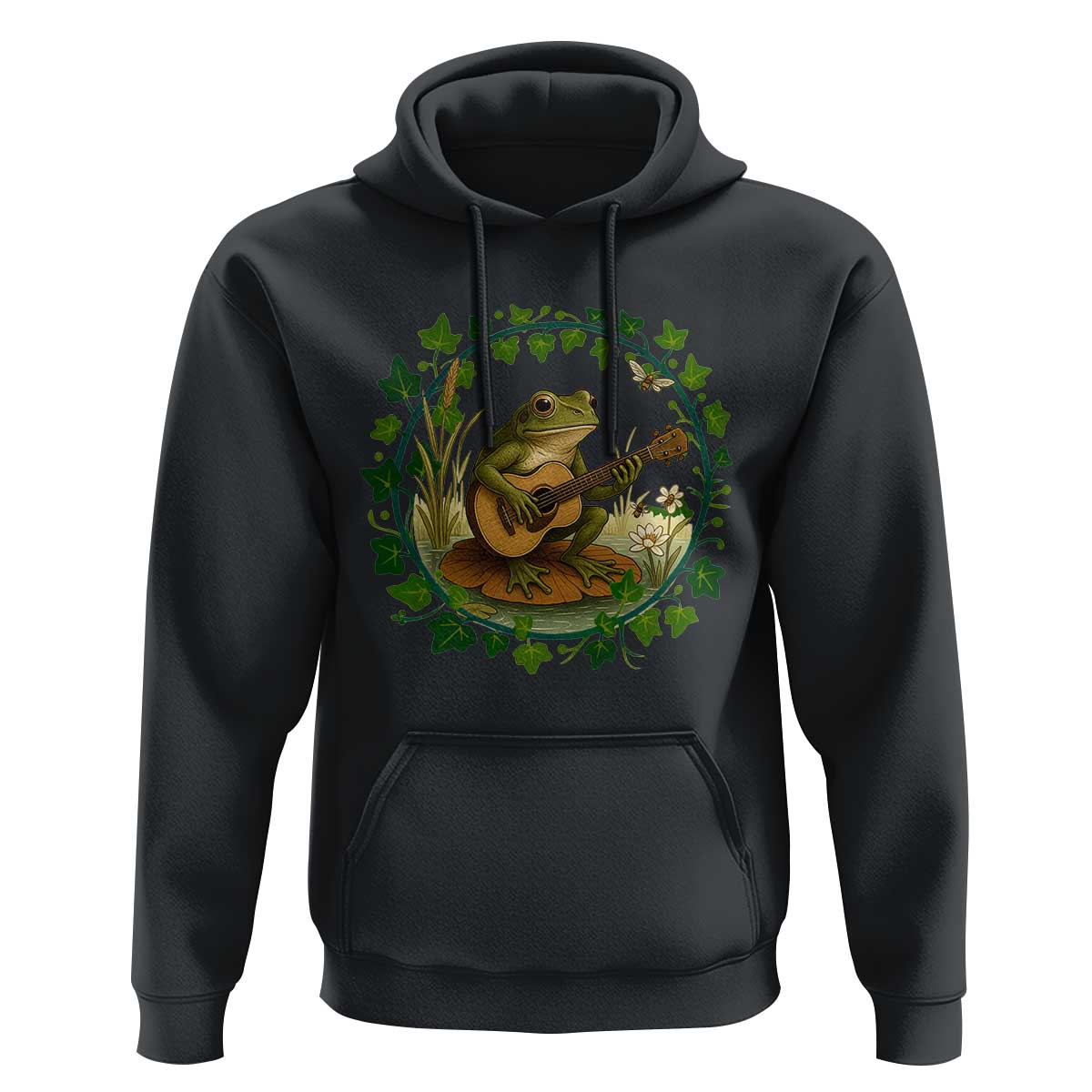 Funny Frog Playing Guitar Hoodie Music Lovers Gift - Wonder Print Shop