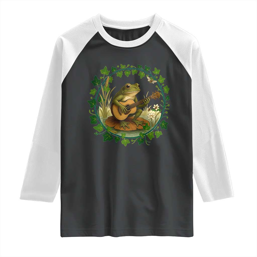 Funny Frog Playing Guitar Raglan Shirt Music Lovers Gift - Wonder Print Shop