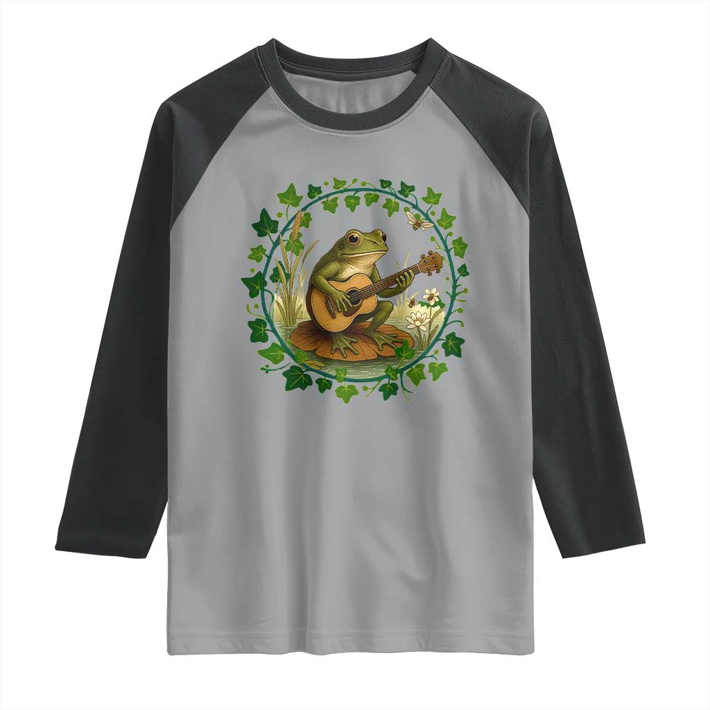 Funny Frog Playing Guitar Raglan Shirt Music Lovers Gift - Wonder Print Shop