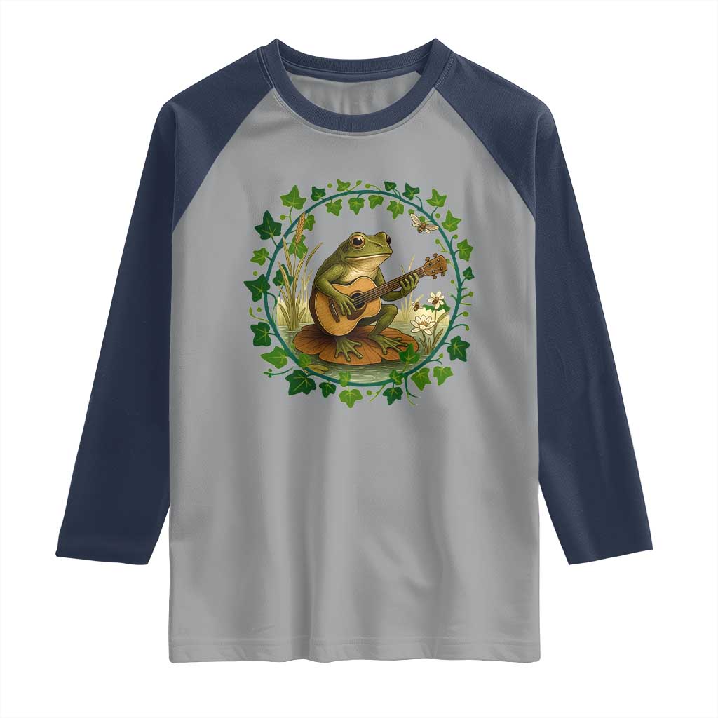Funny Frog Playing Guitar Raglan Shirt Music Lovers Gift - Wonder Print Shop