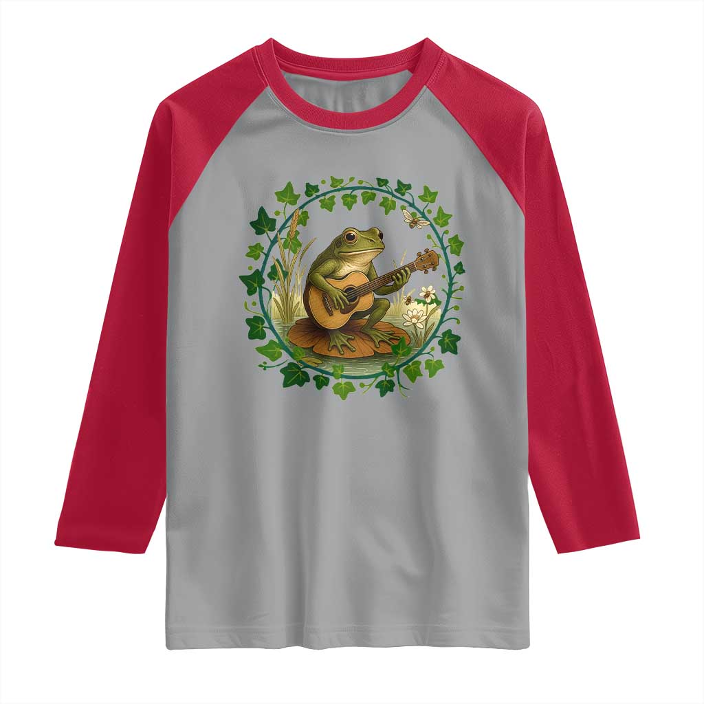 Funny Frog Playing Guitar Raglan Shirt Music Lovers Gift - Wonder Print Shop