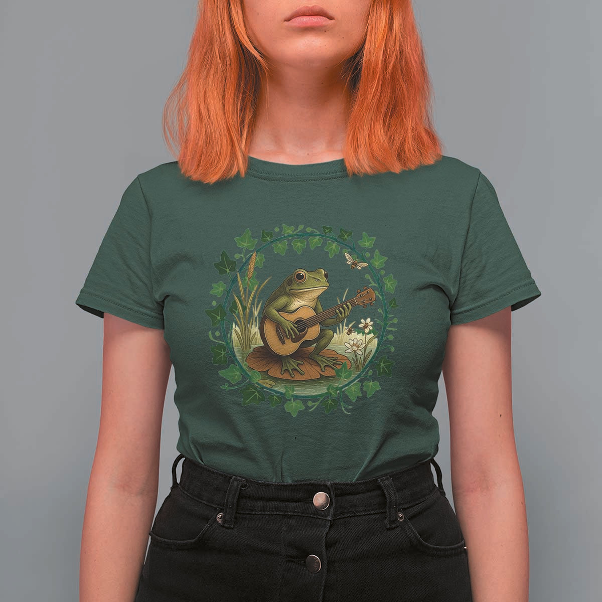 Funny Frog Playing Guitar T Shirt For Women Music Lovers Gift - Wonder Print Shop