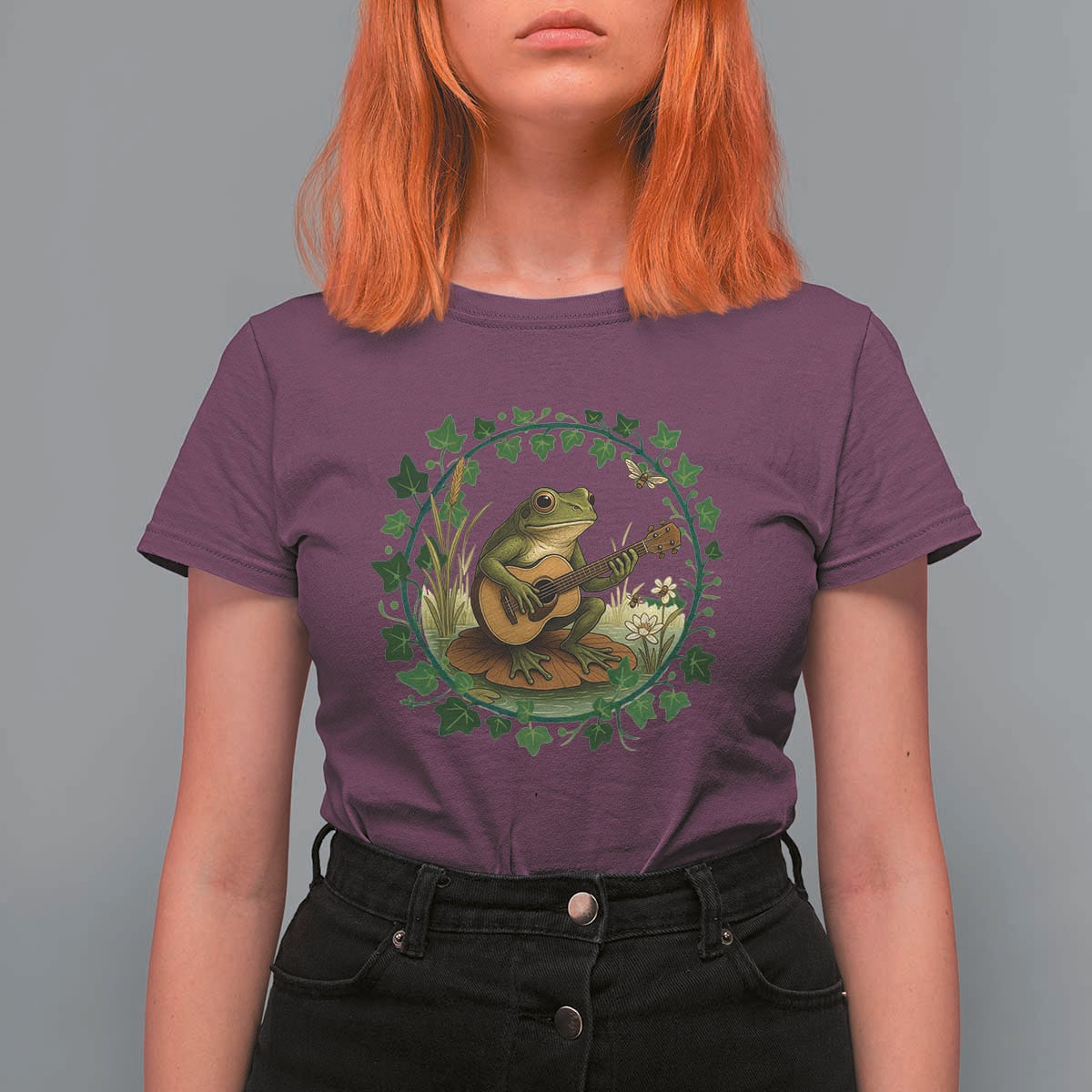 Funny Frog Playing Guitar T Shirt For Women Music Lovers Gift - Wonder Print Shop