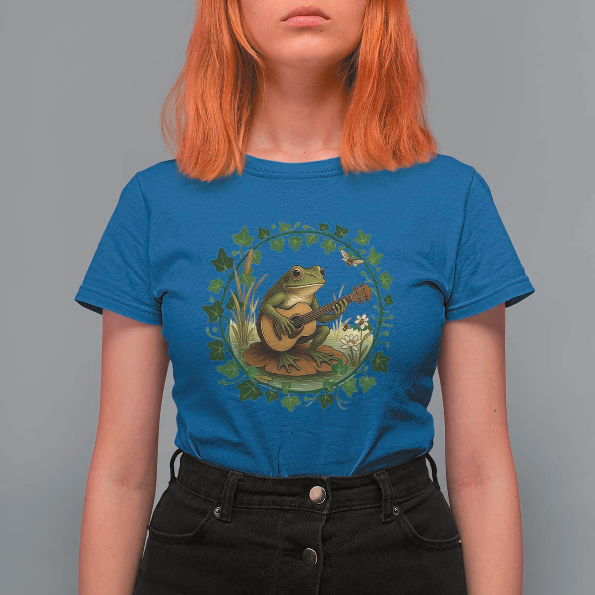 Funny Frog Playing Guitar T Shirt For Women Music Lovers Gift - Wonder Print Shop