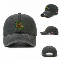 Funny Frog Playing Guitar Washed Cotton Baseball Cap Music Lovers Gift
