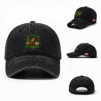 Funny Frog Playing Guitar Washed Cotton Baseball Cap Music Lovers Gift