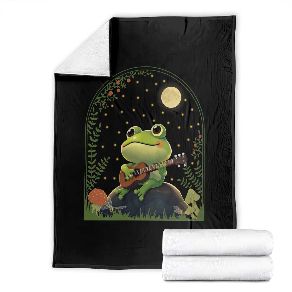 Frog Playing Guitar Throw Blanket Gift for Musicians - Wonder Print Shop