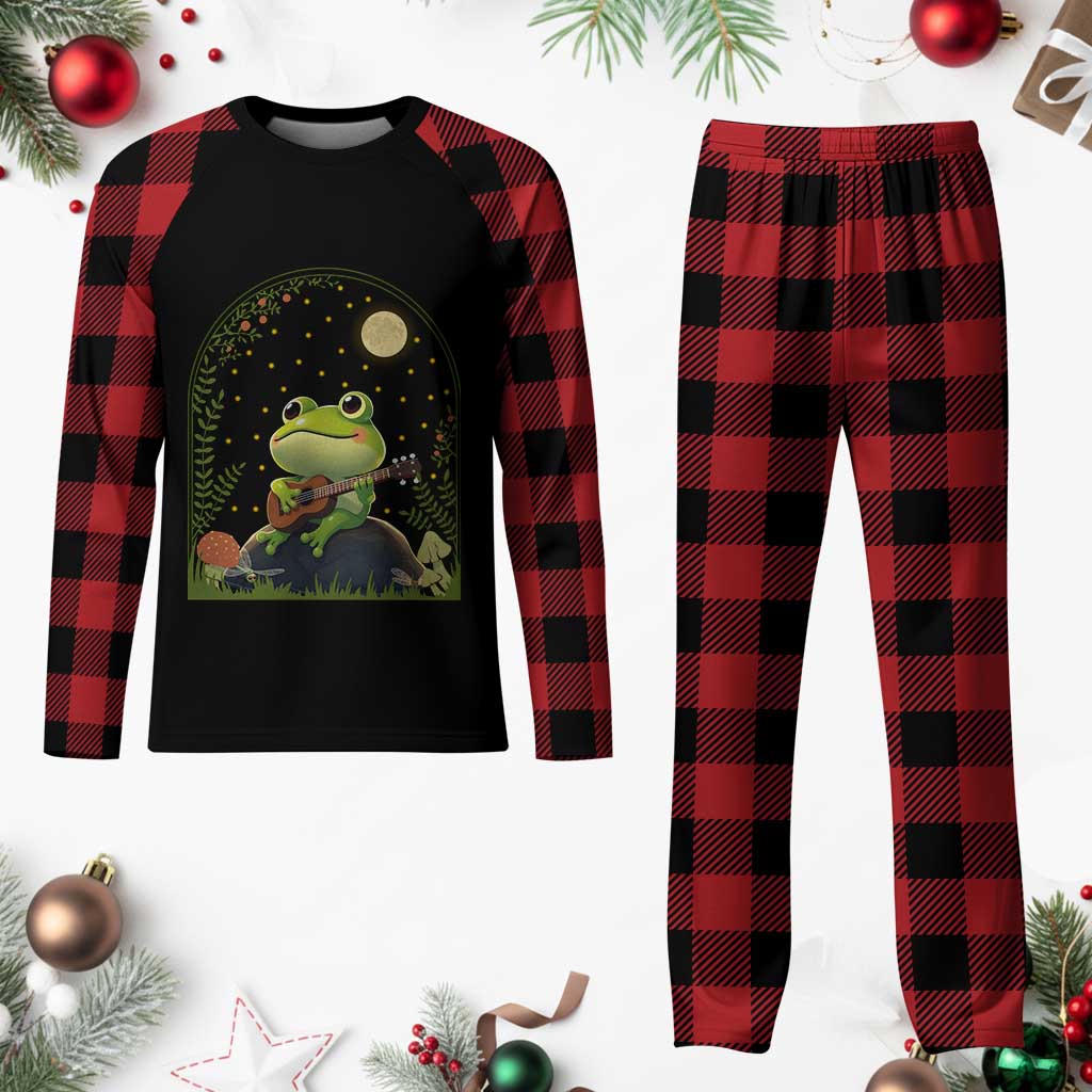 Frog Playing Guitar Plaid Pajama Set Gift for Musicians - Wonder Print Shop