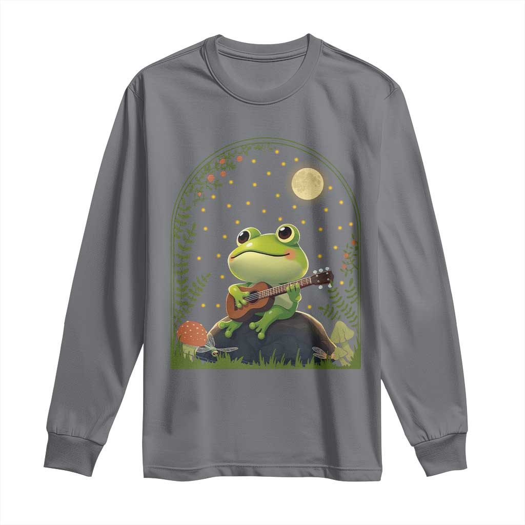 Frog Playing Guitar Long Sleeve Shirt Gift for Musicians - Wonder Print Shop