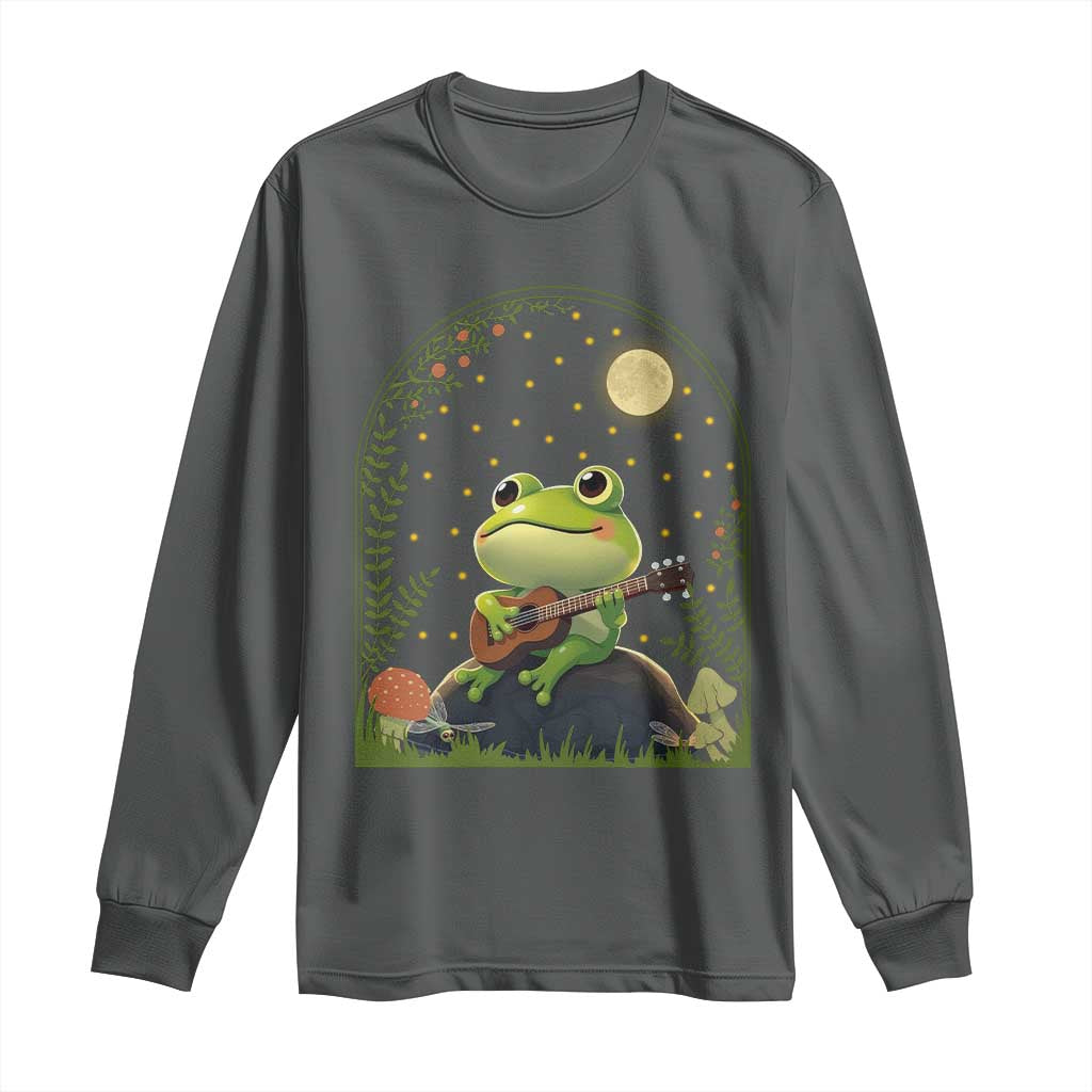 Frog Playing Guitar Long Sleeve Shirt Gift for Musicians - Wonder Print Shop