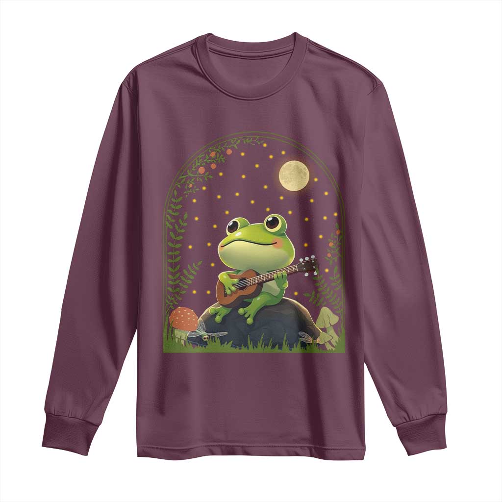 Frog Playing Guitar Long Sleeve Shirt Gift for Musicians - Wonder Print Shop