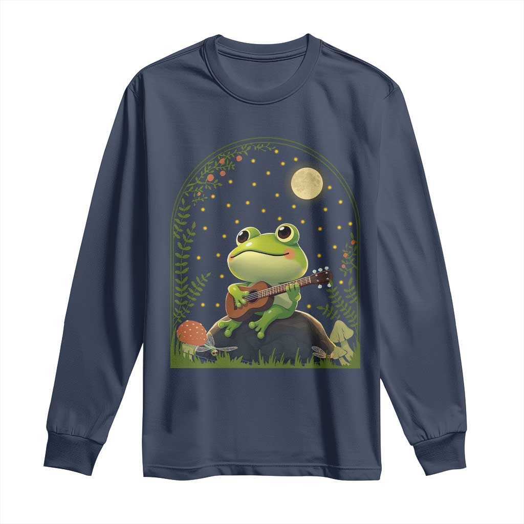 Frog Playing Guitar Long Sleeve Shirt Gift for Musicians - Wonder Print Shop
