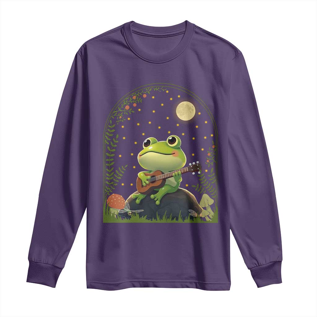 Frog Playing Guitar Long Sleeve Shirt Gift for Musicians - Wonder Print Shop