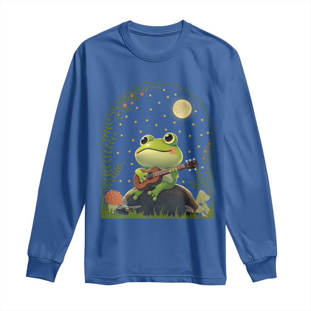 Frog Playing Guitar Long Sleeve Shirt Gift for Musicians - Wonder Print Shop