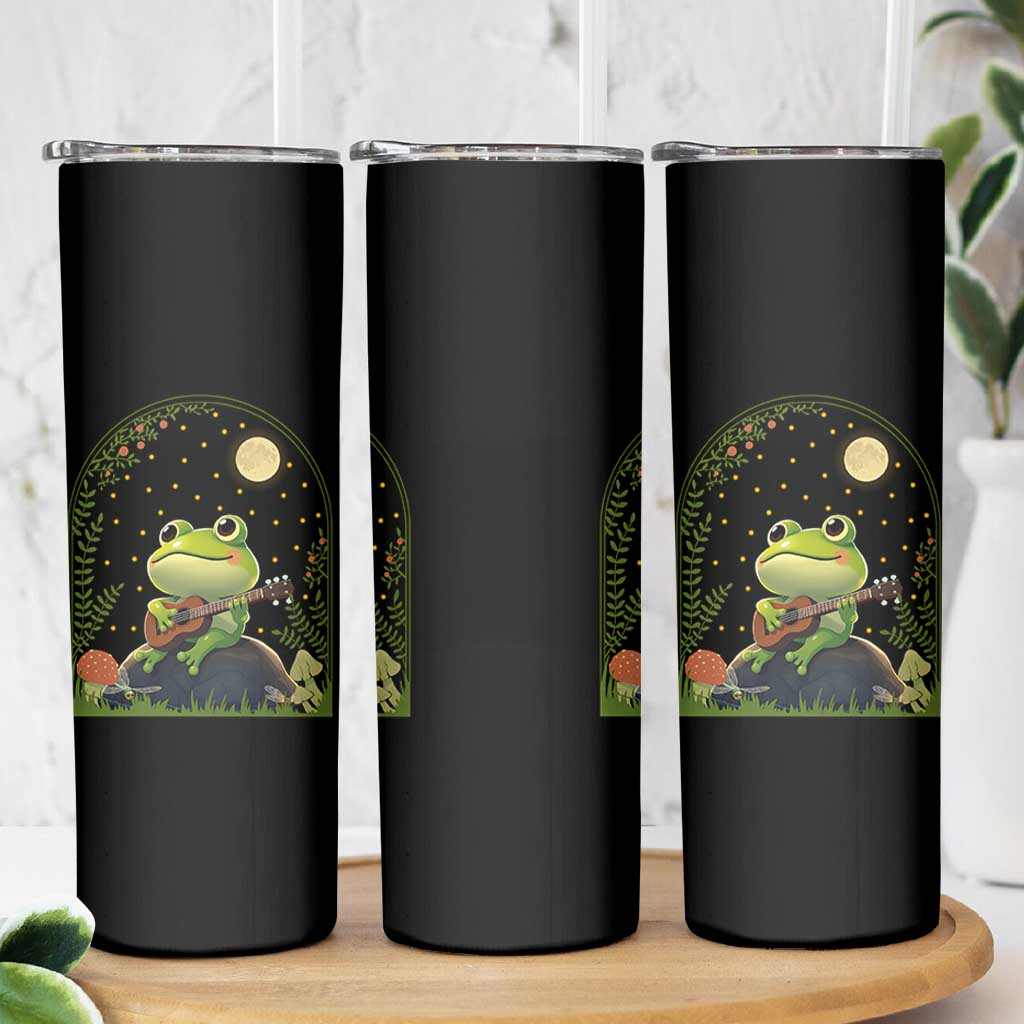 Frog Playing Guitar Skinny Tumbler Gift for Musicians