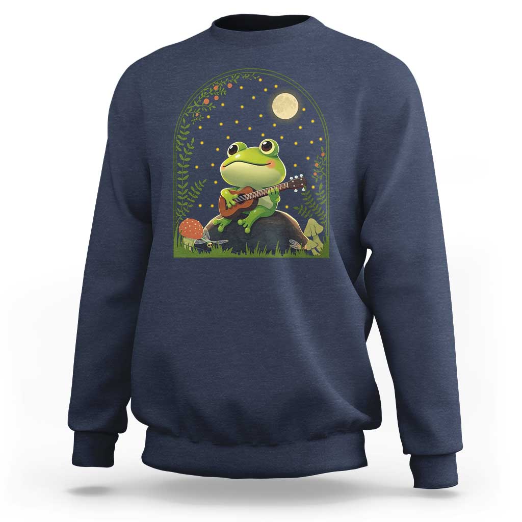 Frog Playing Guitar Sweatshirt Gift for Musicians - Wonder Print Shop