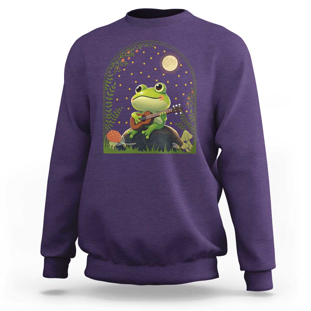 Frog Playing Guitar Sweatshirt Gift for Musicians - Wonder Print Shop