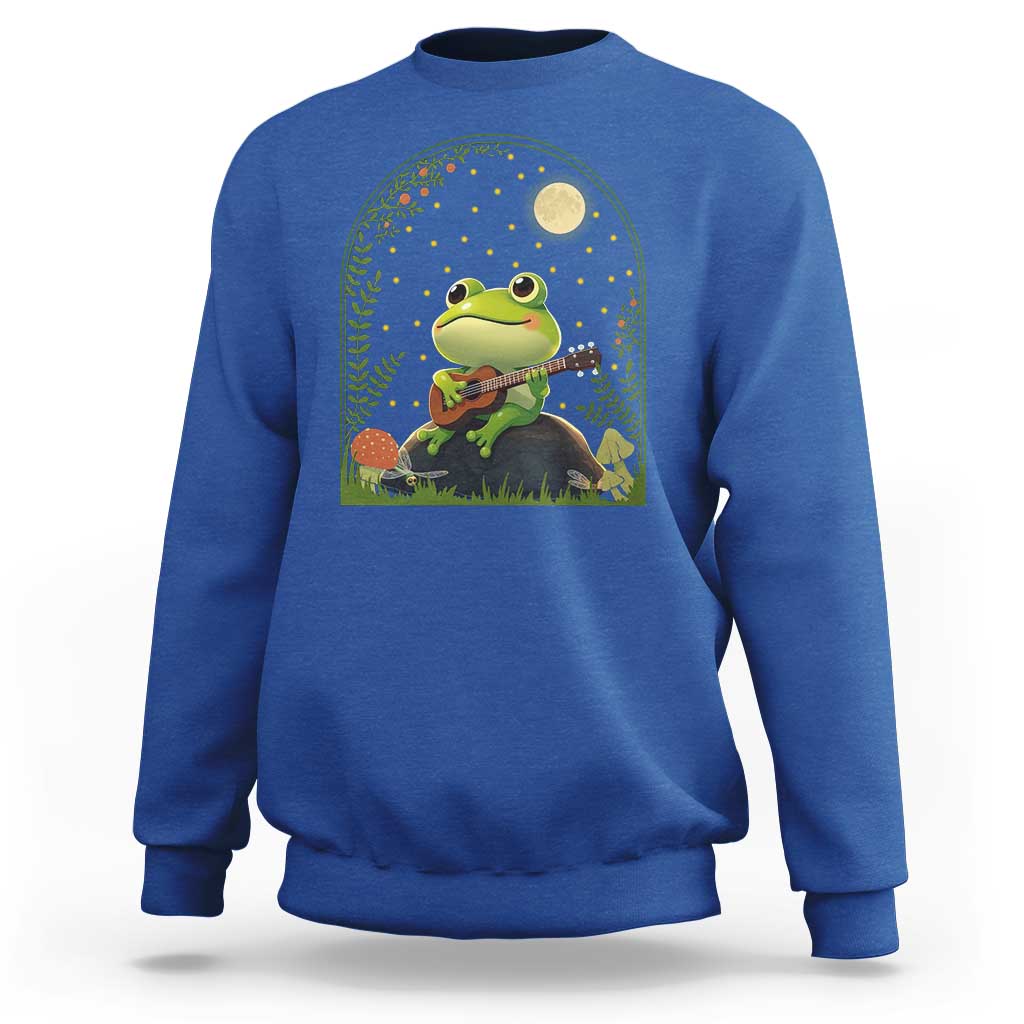 Frog Playing Guitar Sweatshirt Gift for Musicians - Wonder Print Shop