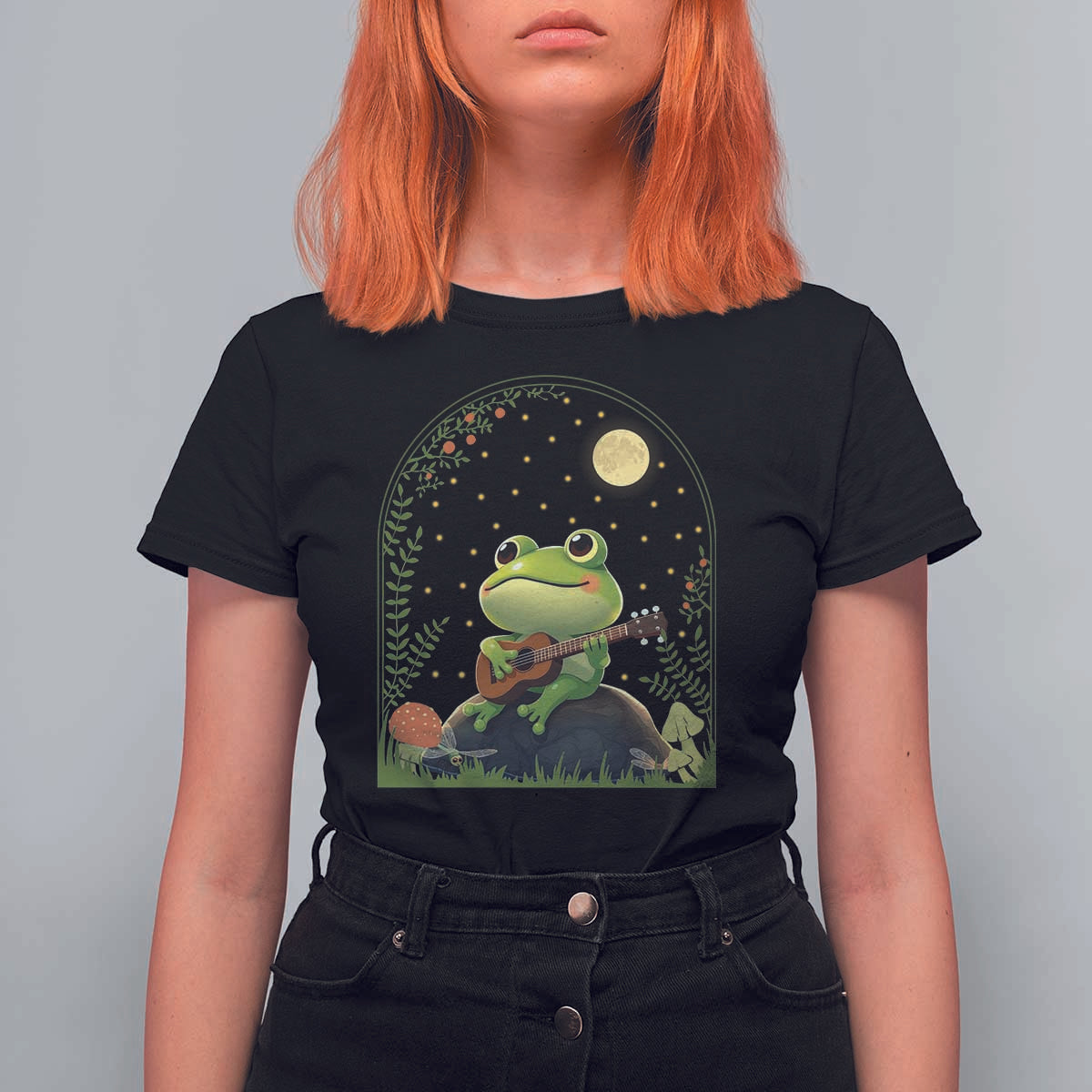 Frog Playing Guitar T Shirt For Women Gift for Musicians - Wonder Print Shop
