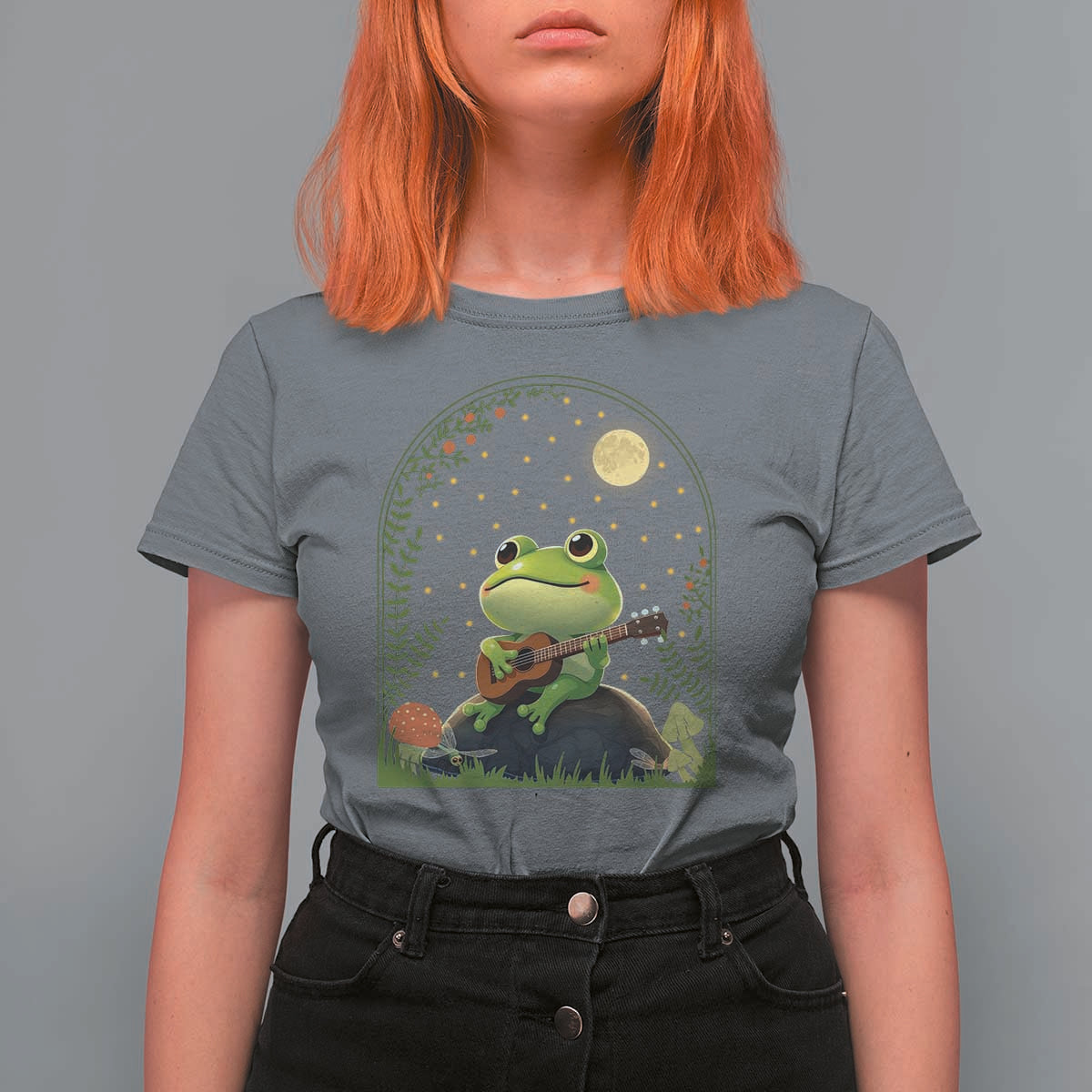 Frog Playing Guitar T Shirt For Women Gift for Musicians - Wonder Print Shop